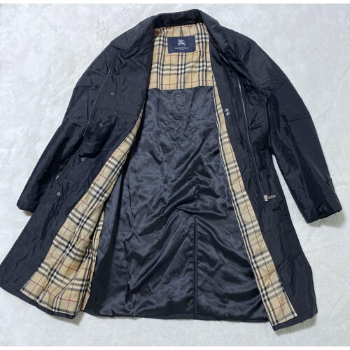 Burberry London Silk Blend Balmacaan Long Coat Size: M Black Burberry London Silk Blend Balmacaan Long Coat Size: M Black