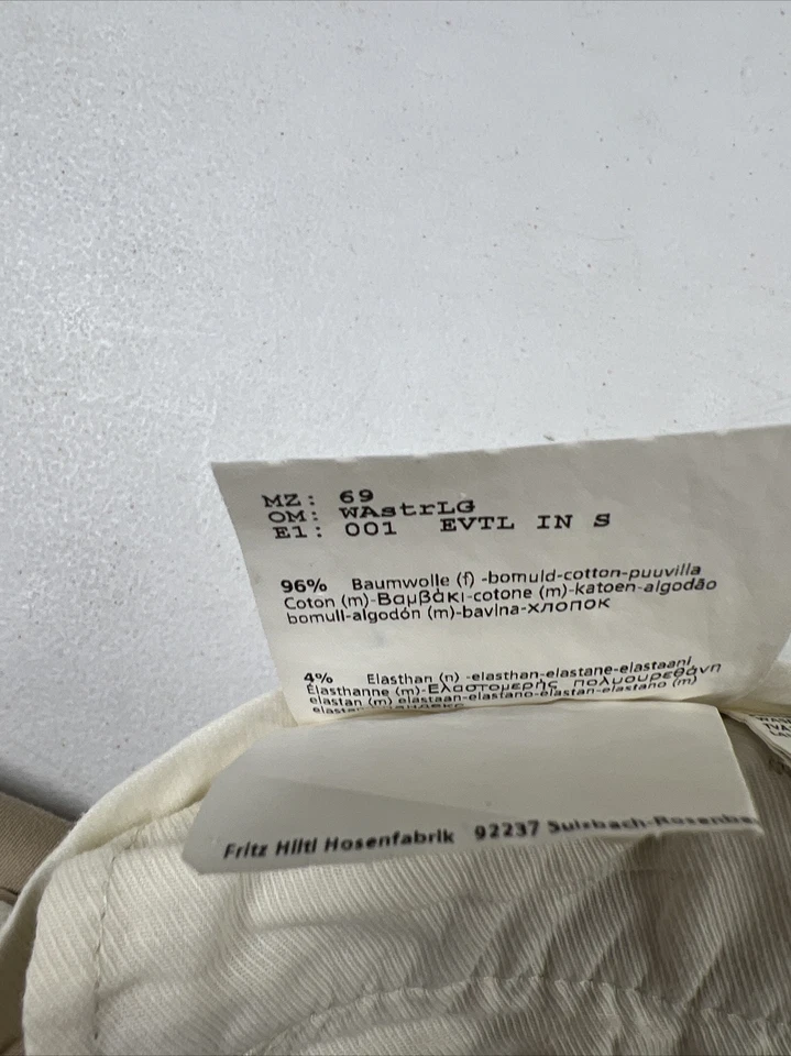 ВЕСНА/ЛЕТО большой и высокий Hiltl мужской бежевый хлопок смесь Chino брюки 44 X 29 $258 - Изображение 4 из 4