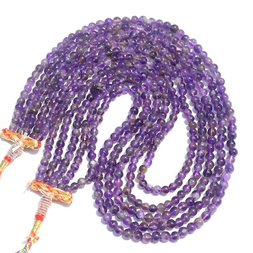 Authentic 448.00 Cts 3 Strand Natural Purple Amethyst Beaded Necklace SK 04 E518 - Picture 1 of 8