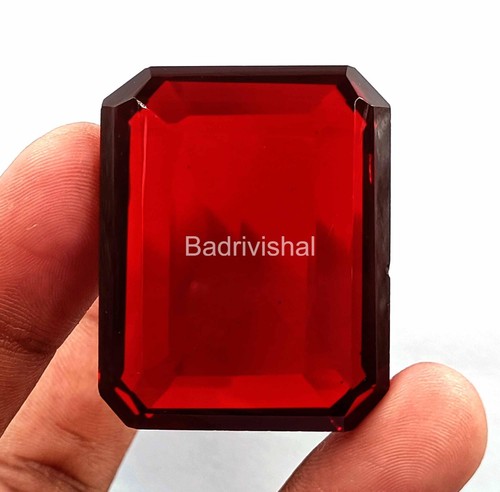 90 Ct Rare Brazil Red Topaz Lab Created Emerald Cut Certified Loose Gems S - Picture 2 of 4