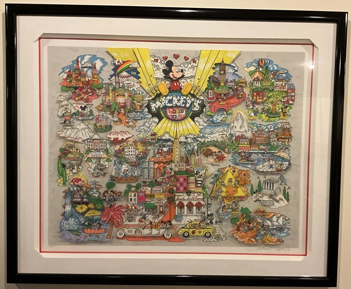 Fazzino-“Mickey World Tour” 3D Art! Sold Out RARE! Signed/numbered