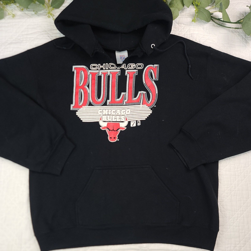 VTG Chicago Bulls Mens Black Pullover Hoodie Size XL Heavy Weight - Picture 2 of 13