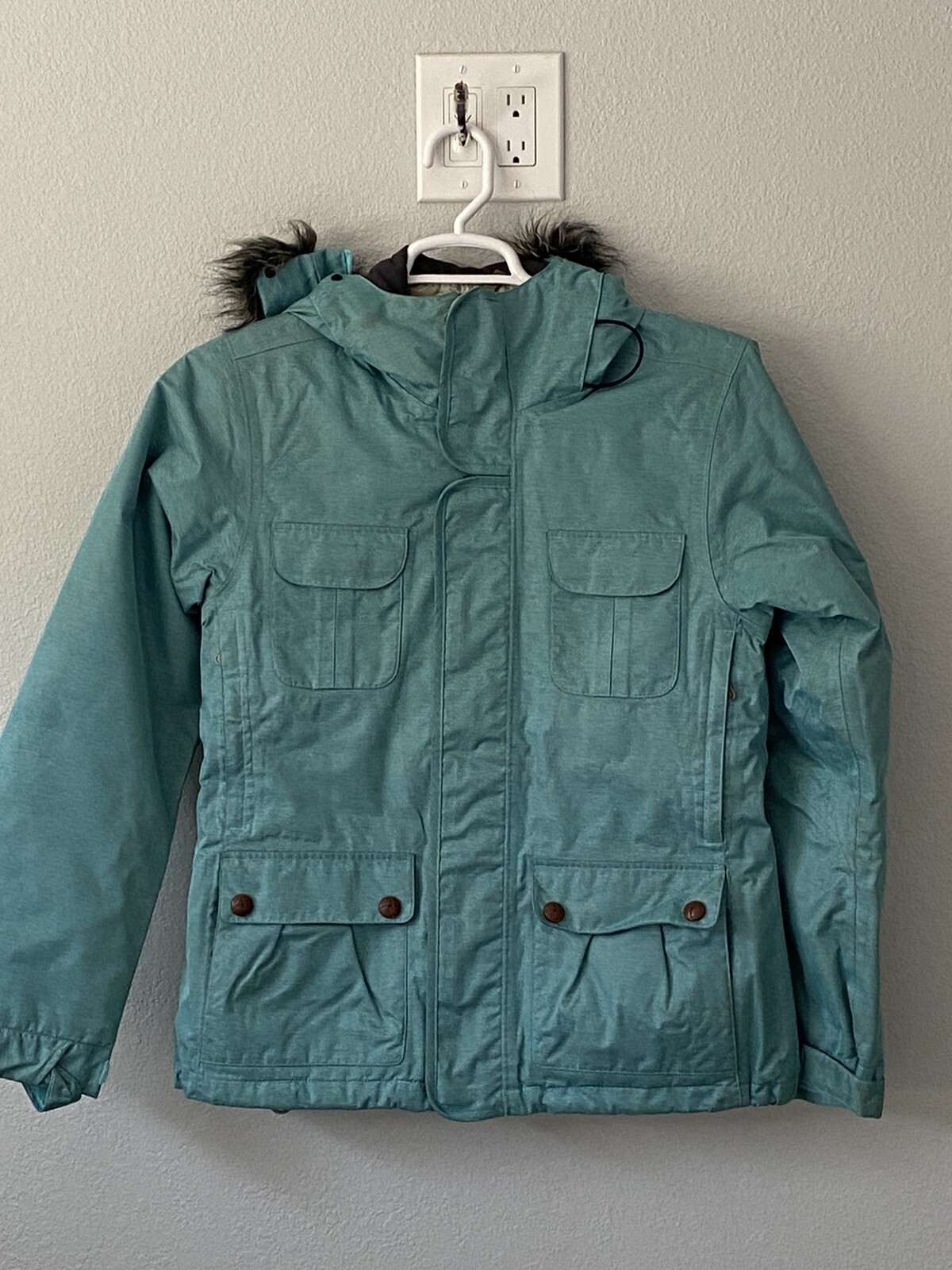 Bonfire snowboard jacket, Removable Hood Aqua Ski Winter Sport Outdoor