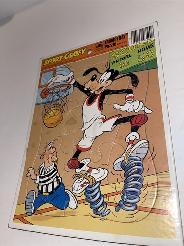 DISNEY 1984 Vintage Sport Goofy 12 Piece Golden Frame-Tray Puzzle - Picture 2 of 9