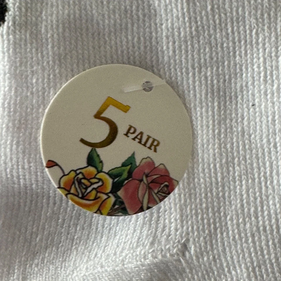 Ed Hardy Mujer 5 Pares Moda Acolchado Medio Crew Calcetines Zapato 4-10 Flor Foto 3 de 4