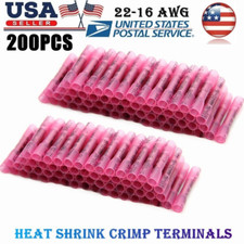 200PCS 22-16 AWG Heat Shrink Crimp Terminals Butt Electrical Wire Connectors Kit