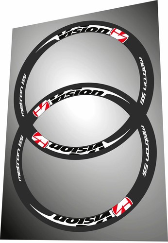 VISION METRON 55 RED & WHITE REPLACEMENT RIM DECAL SET FOR 2 RIMS
