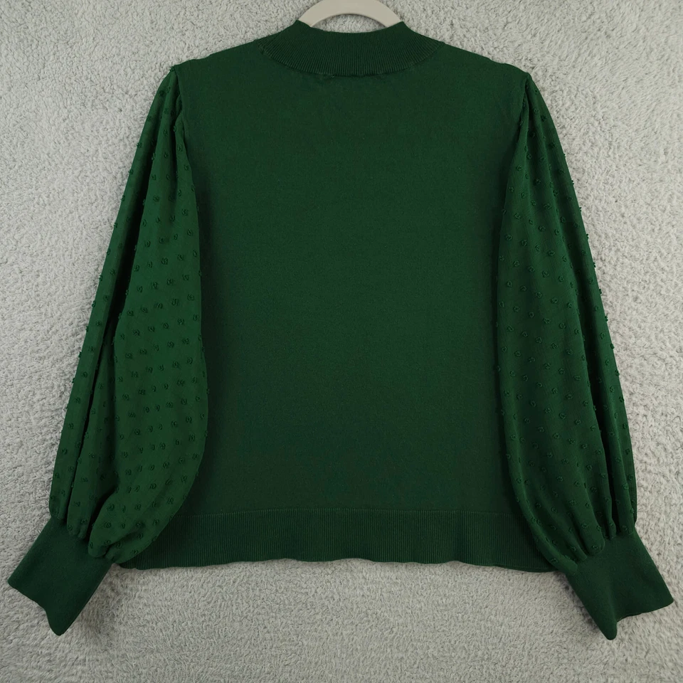 Suéter Vince Camuto Mujer XL Verde Transparente Suizo Clip Punto Manga Globo Pullover Foto 2 de 4