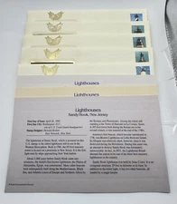 Lot of (5) 1990 First Day of Issue Lighthouses 22k Gold Stamps In Envelopes