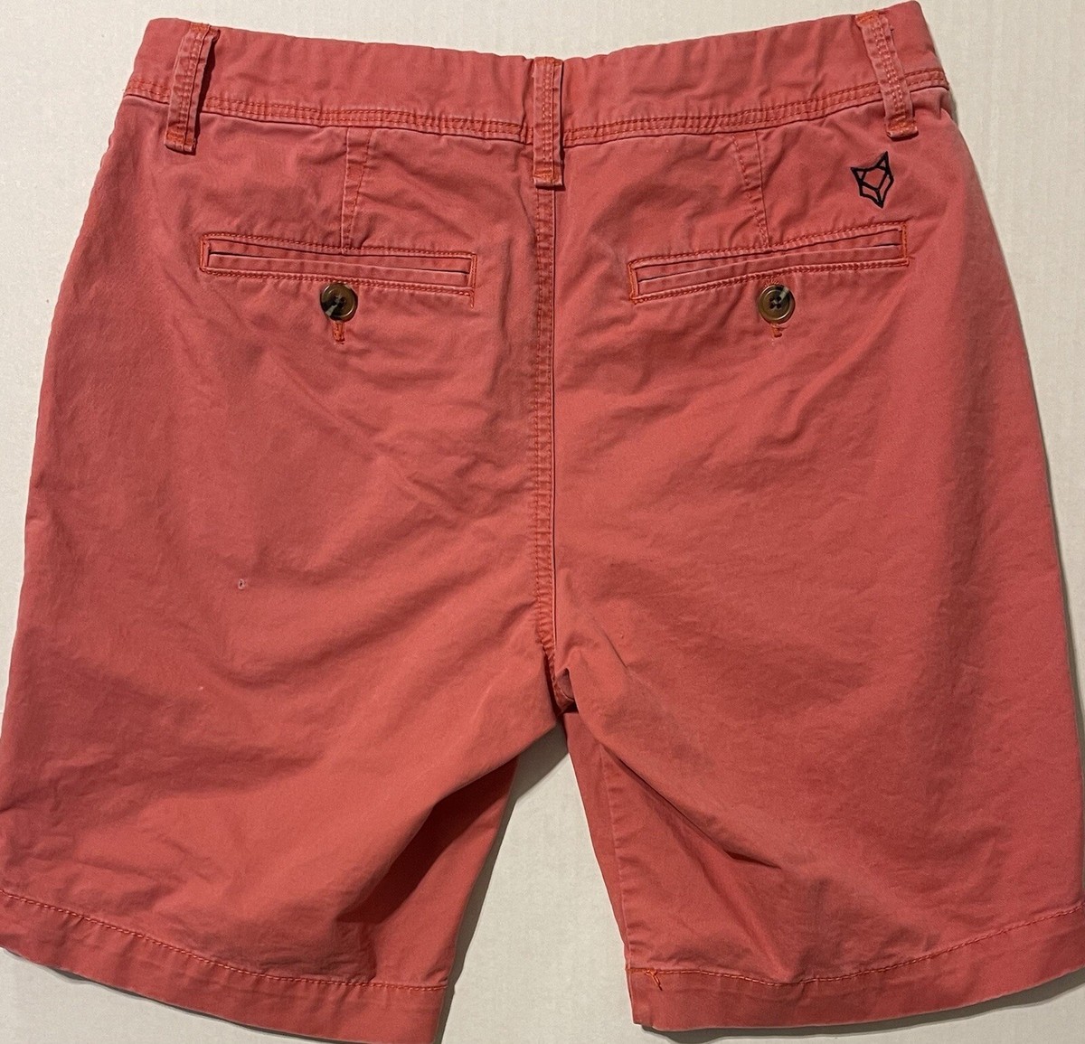 PRINCE & FOX Red Slim Classic Chino Shorts Zip Fly Pockets