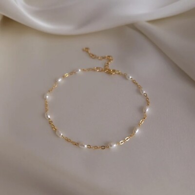 14K Gold gefüllt mit Süßwasserperlen Armband, zierliches Goldarmband