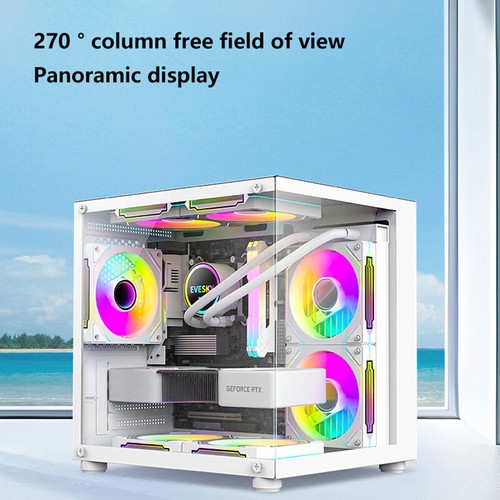 270 Degree Glass PC Case Transparent Desktop Computer Tower For M-ATX/ITX - Afbeelding 5 van 14