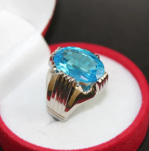 Real Topaz Stone Genuine Topaz Ring Original Blue Topaz 100
