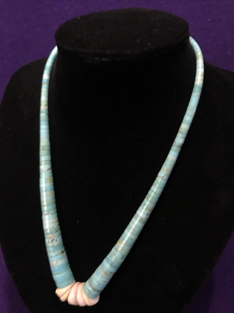 Important Navajo Turquoise Heishi Shell Native American Necklace Important Navajo Turquoise Heishi Shell Native American Necklace