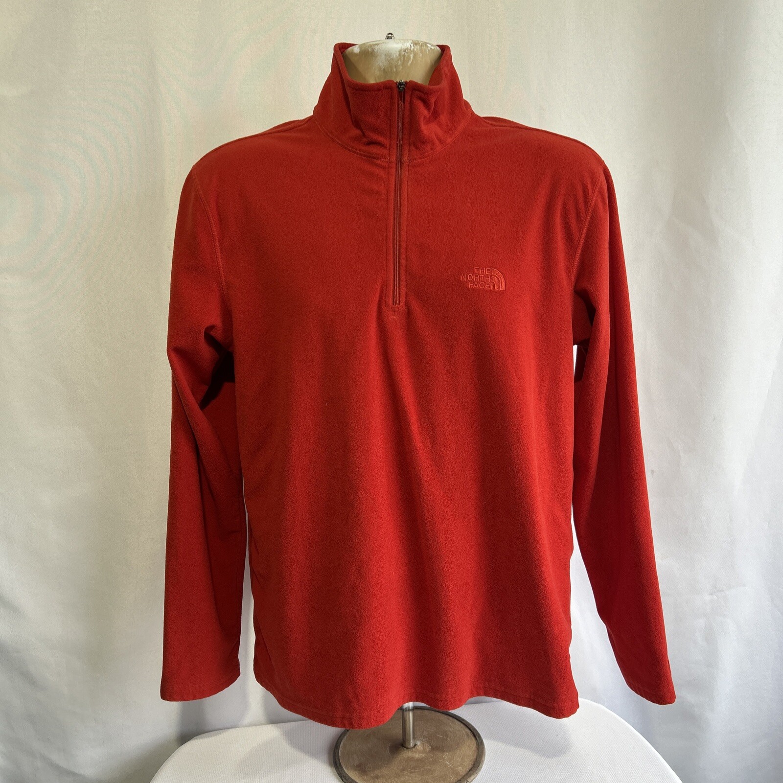 The North Face TKA 100 Mens M Red Orange 1/4 Zip Lightweight Jacket Pullover