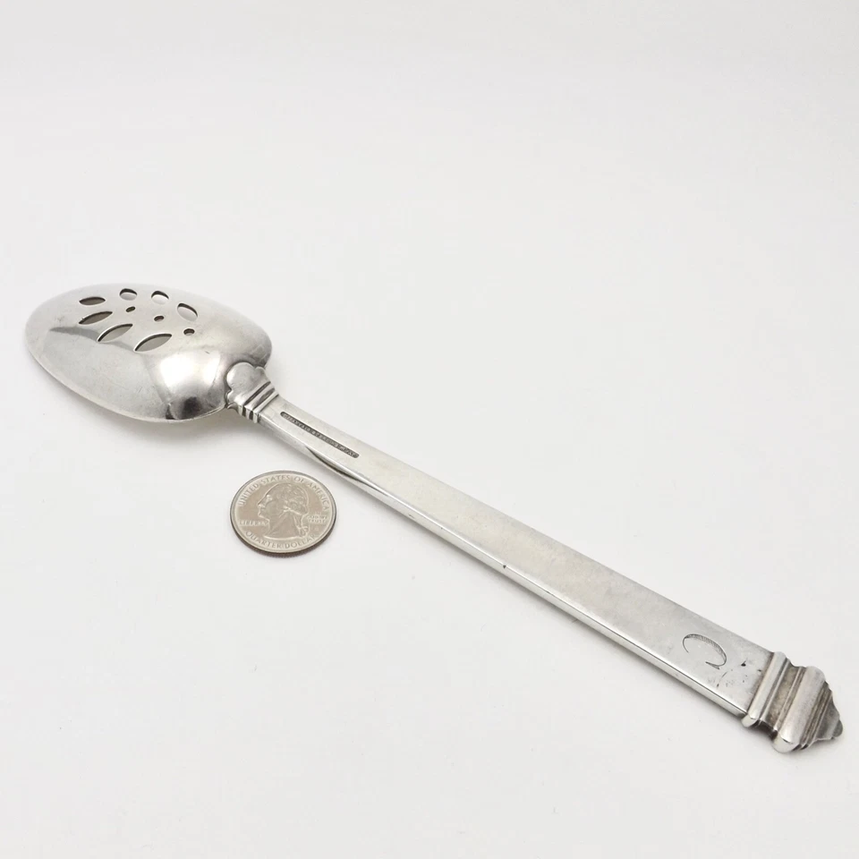 Tiffany Co Sterling Silver Hampton Pierced Tablespoon Serving Spoon Monogrammed - Image 3 of 4