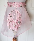 Vintage Sheer Pink Nylon Half Apron Floral Pockets & Waistband — photo 2