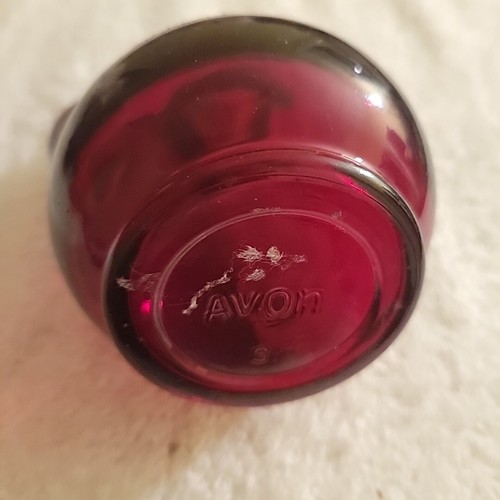 Ruby Red Avon Cruet Decanter Strawberry Bath Foam Empty Glass Bottle Vintage - Picture 2 of 4