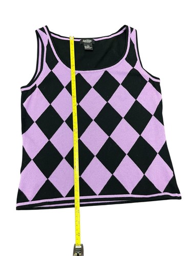 Chaleco Suéter Peck & Peck Y2K Mujer Argyle Sin Mangas Preppy Academia Púrpura - Imagen 4 de 6