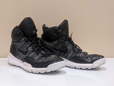 Nike Lupinek Flyknit Oreo Black White Running Sneaker Boots 862505-001 Sz 13