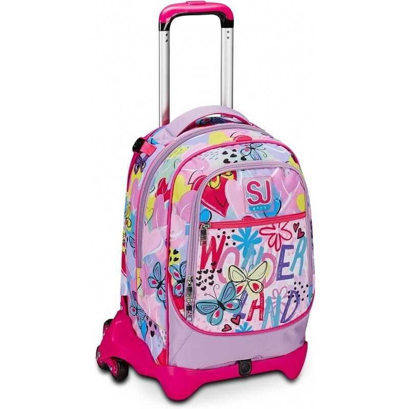 ZAINO TROLLEY SJ GANG FARFALLE SEVEN SCUOLA ELEMENTARE MEDIA PROMOZIONE OFFERTA