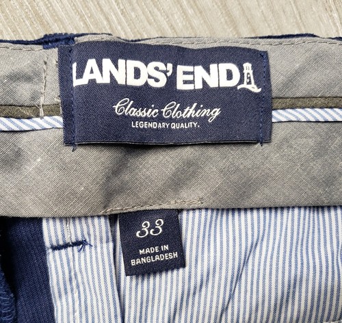 Lands End Pants Mens 33x39 Raw Hem Corduroy Fine Wale Pleated Expandable Waist - Picture 2 of 14
