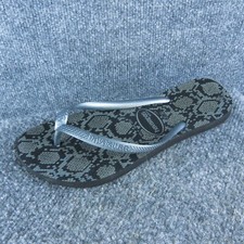 Havaianas Slim Women Flip Flop Sandal Shoes Size 6 Medium Silver Synthetic