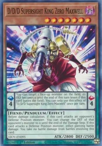 YuGiOh D/D/D Supersight King Zero Maxwell - LIOV-EN095 - Common 1st Edition X1 - Picture 1 of 2