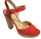 NEW JESSICA SIMPSON Size 9.5M Tangerine Velour High Heel Sandal Shoes 