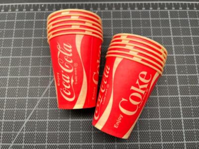 12 Vintage 1960's 70's COKE 4oz. Sample Size Wax PAPER CUPS Old