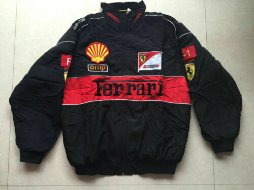 Hot New FERRARI Black Embroidery EXCLUSIVE JACKET suit F1 team racing// - Afbeelding 1 van 12