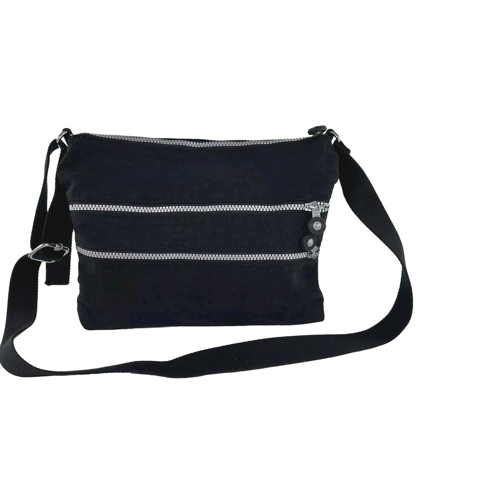 KIPLING Alvar Purse Black Crossbody Bag Multi Zippered Slingbag