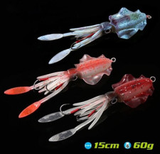 3PCS Glow Fishing Lure Soft Jig Bait 60g Artificial Soft Swimbaits Silicone Pike