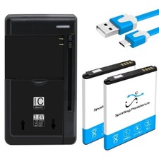 Long Endurance 2x 1700mAh Battery Charger Cable for ZTE Cymbal U Z2335CC Phones