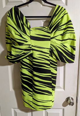 asos green zebra dress Design Glow-in-the-Dark 4 Print Off Shoulder Cocktail Party Mini dress