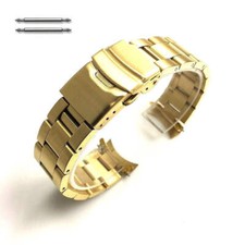 Curved End Metal Stainless Steel Oyster Style Replacement Watch Band 7015