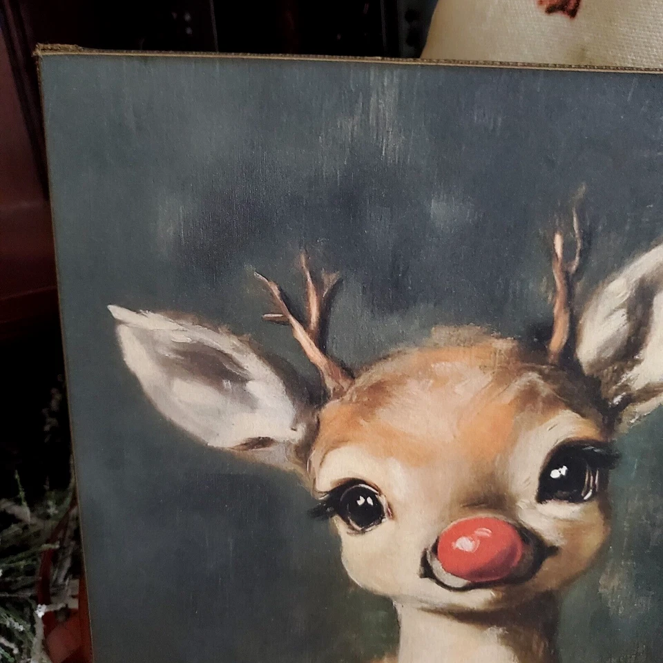 CUTE RUDOLPH RUDOLF OLD STEAMPUNK GOTHIC VICTORIAN VINTAGE STYLE CHRISTMAS SIGN - Image 4 of 4