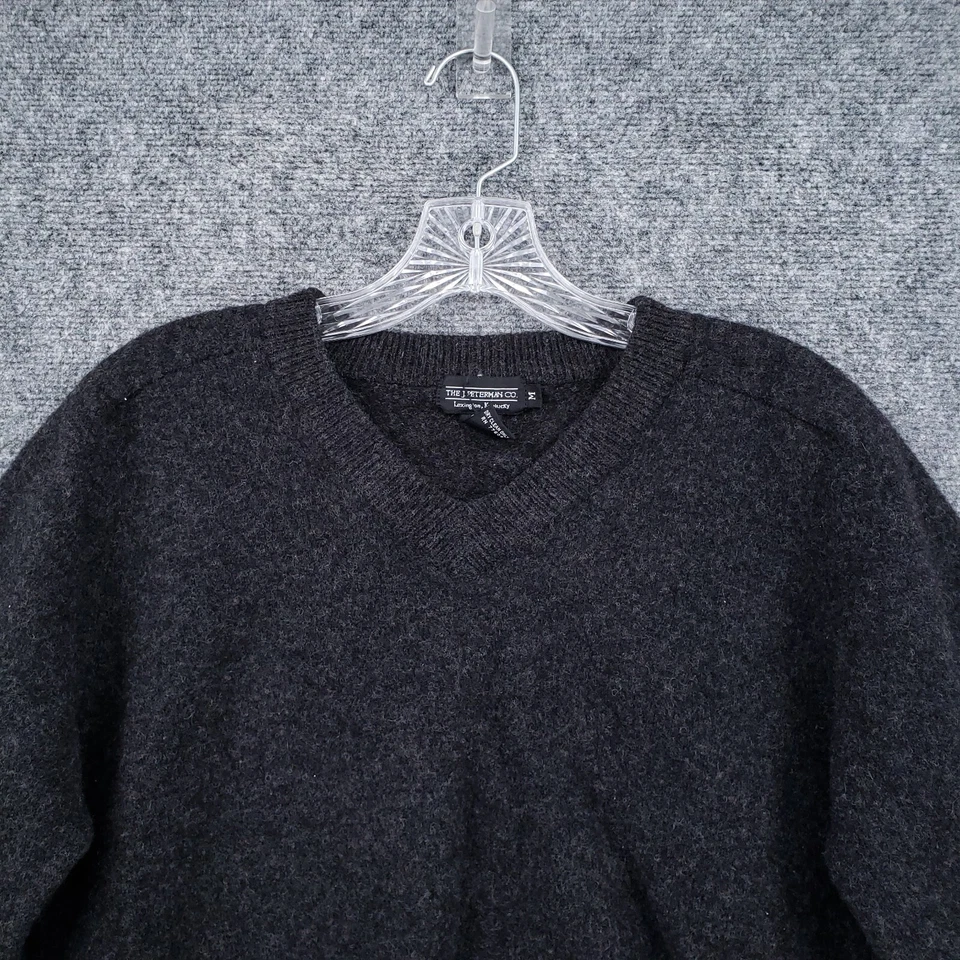 Suéter The J Peterman Co Mujer M Mediano Negro Lana Cuello en V Pullover Recortado Tejido Foto 3 de 4