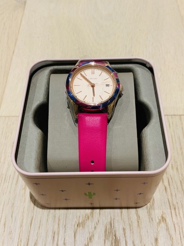 Fossil Adalyn Three-Hand Date Pink Leather Watch BQ3584