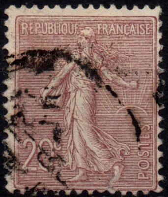 FRANCE 1903 - Used 20c.  light lilac seed drill #FRY