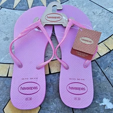 Havaianas- Fantasia -Gloss Flip-Flops - Crystal Rose- Women's 9/10- NWT -$34