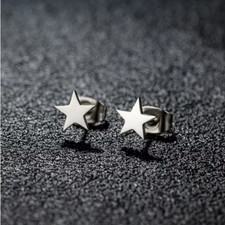 Cute Tiny Star Shaped Silver Colored Steel Stud Earrings