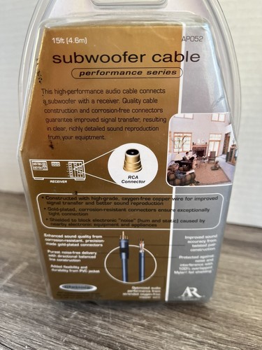 Acoustic Research 15 ft Subwoofer Cable Gold plated RCA Connectors - Picture 4 of 6