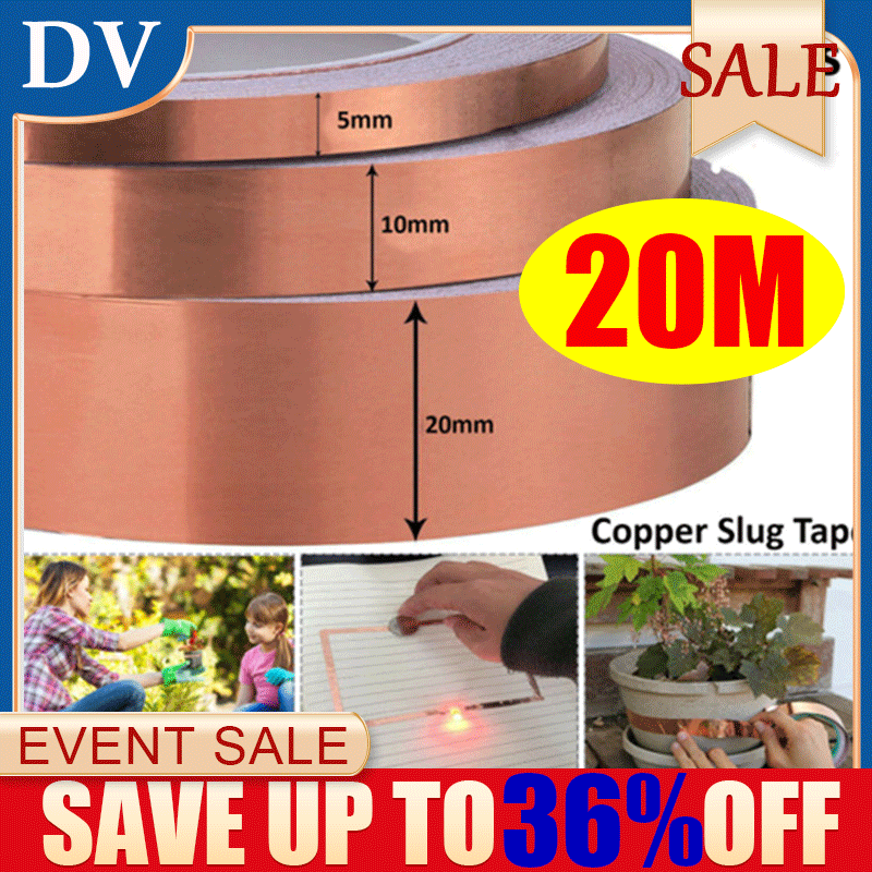 20M Tape Length Conductive Copper Foils Self-Adhesive Slug Repellent For Guitar~