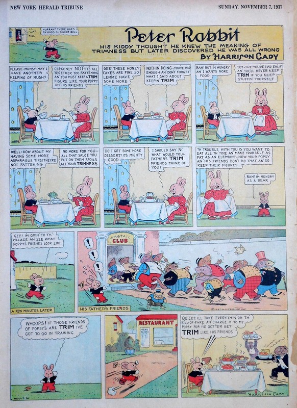 Peter Rabbit by Harrison Cady - large full page color Sunday comic Nov. 7, 1937
