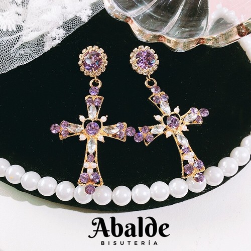 Pendientes Mujer Diseño Cruz Oro Perlas Moda Barroco Regalo Ideal | eBay
