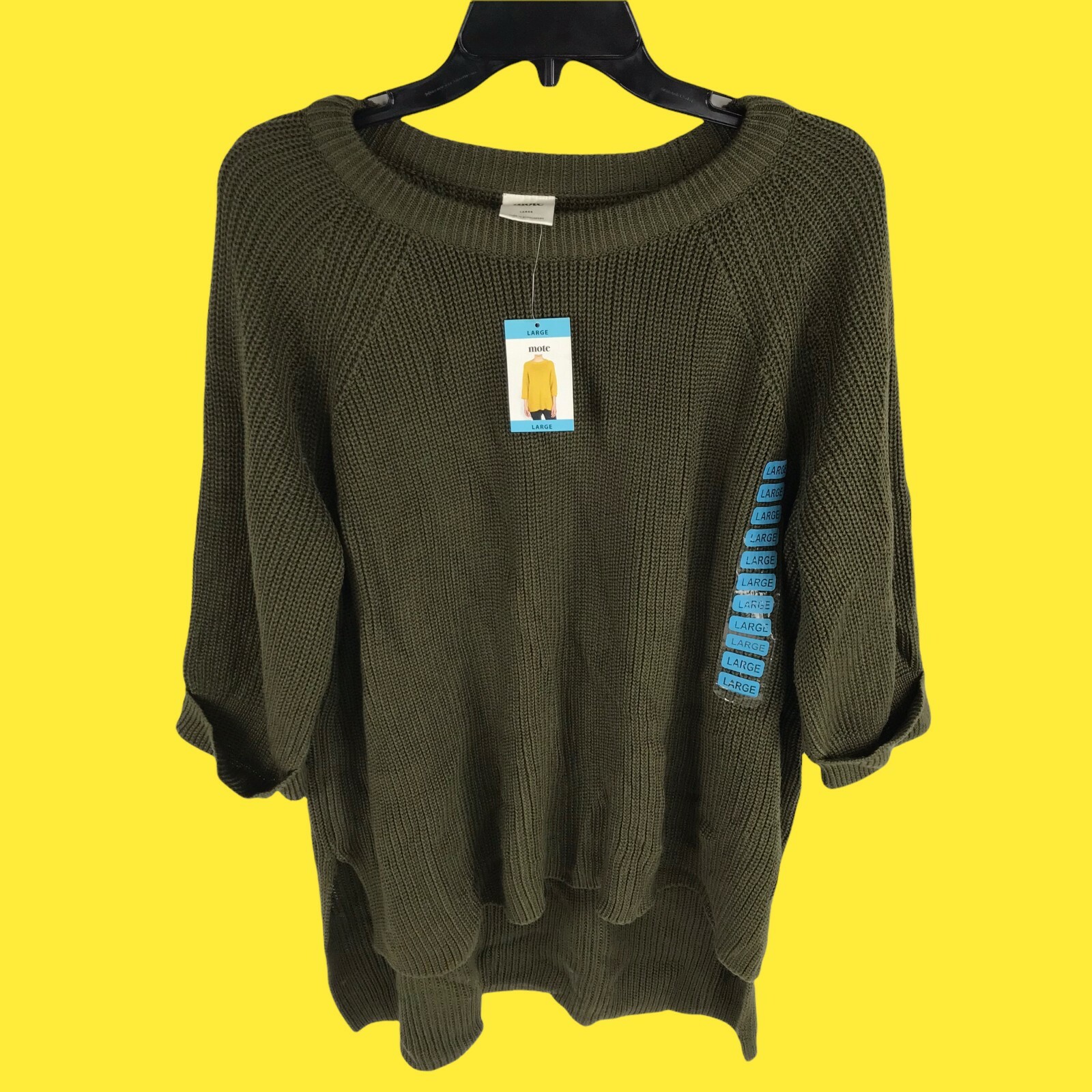 4 Sleeve Knit Loose Olive Green 
