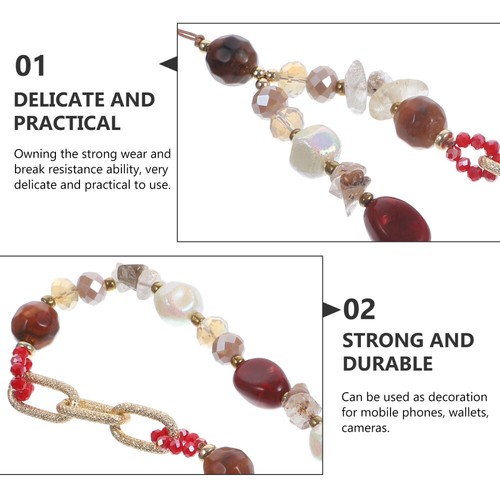 Exquisite Practical Beaded Chain Phone Charms Stones Phone Lanyard Decorating - Zdjęcie 11 z 12