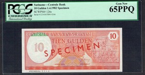 SURINAM SURINAME 10 GULDEN 1982 UNC P-126