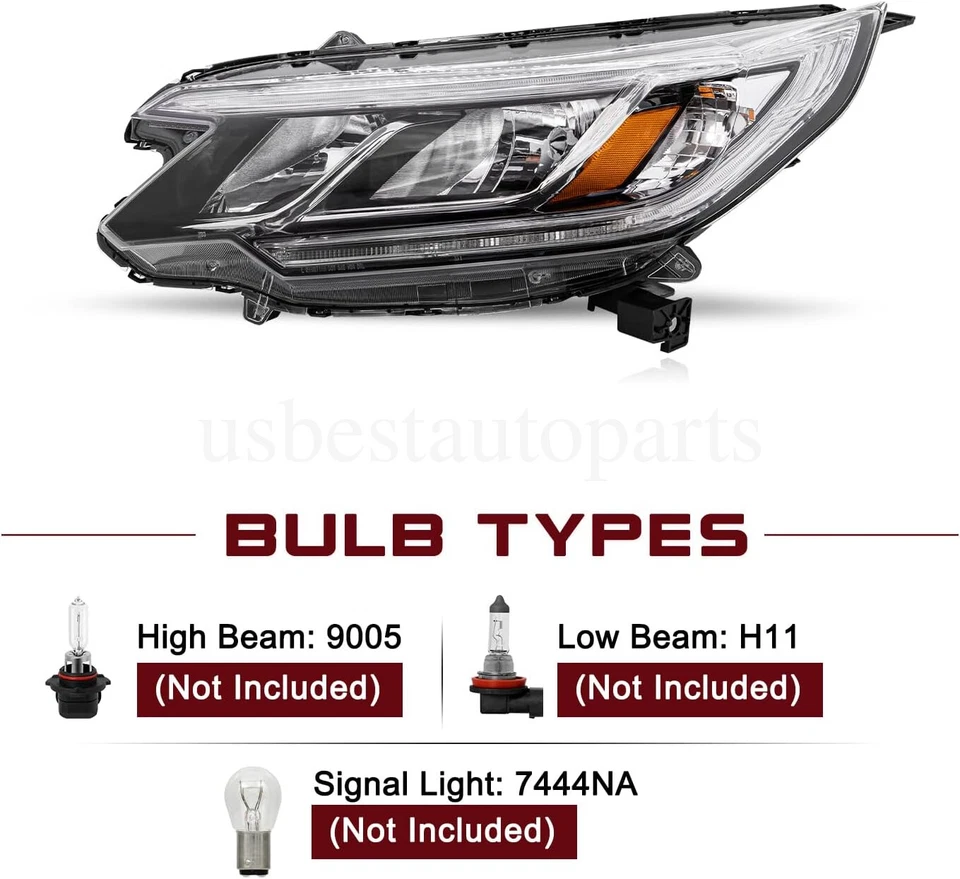 Headlights Headlamps Assembly Pair W/ LED DRL For 2015 2016 Honda CRV CR-V Foto 2 de 4
